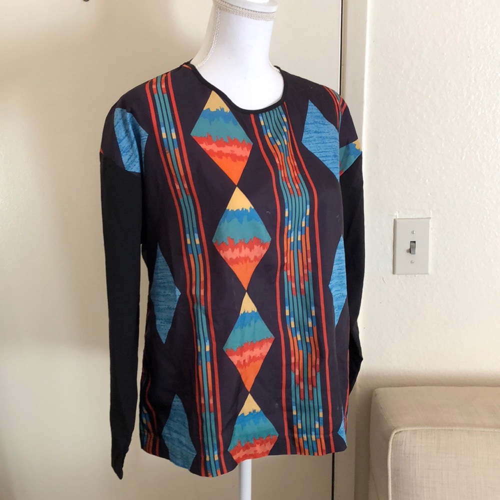 Vintage Semi Sheer Geometric Top